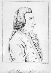 Portrait de Baldassare Galuppi. Compositeur italien (1706-1785). Gravure vénitienne de la fin du 18ème siècle.