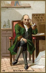 Portrait de Benjamin Franklin (1706 - 1790), homme politique américain, mémorialiste, pamphlétaire et physicien.