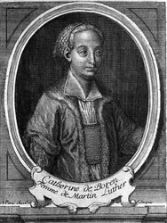 Portrait de Catherine de Bore (Katharina von Bora) (1499-1552), épouse de Martin Luther. Gravure du XVIIIe siècle