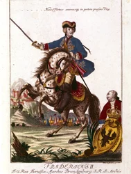Portrait de Frédéric II de Prusse (1712-1786) connu sous le nom de Frédéric le Grand. Gravure du 18e siècle
