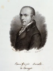 Portrait du compositeur italien Bonifazio Asioli (Gravure. 19ème siècle)
