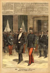 Portrait de Jean Casimir-Perrier (Casimir Perrier, Casimir Perrier, Casimir-Perrier) (1847-1907), nouveau président de la Chambre des députés. Gravure dans « Le petit journal » 28/01/1893. Collection Selva