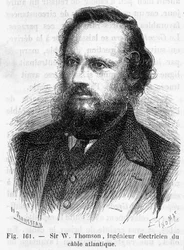 Portrait de Sir William Thomson, Lord Kelvin (1824-1907) - dans « Les merveilles de la science » par Louis Figuier