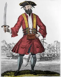Portrait du pirate Edward Teach dit Barbenoire (Barbe Noire)