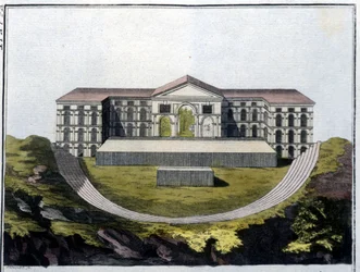 Reconstruction du Théâtre Grec de Bacchus à Athènes. - dans "Le costume ancien et moderne" par Ferrario, éd. Milan