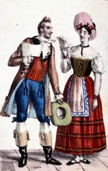 Représentation de Dulcamare et Alina (interprétés respectivement par Frezzolini et Heinefetter) dans l