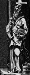 Représentation du philosophe grec stoïcien Cléanthe (330-232 av. J.-C.) Gravure du frontispice de « Œuvres philosophiques » par Sénèque