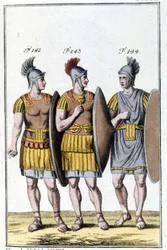 Légionnaires romains. Gravure du début du 19ème siècle.