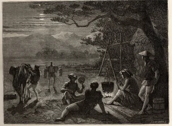 Scène de repos à la campagne, au clair de lune