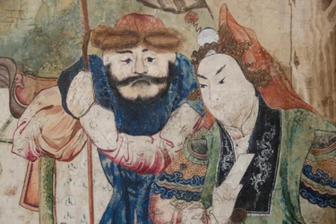 Scènes de la vie quotidienne en Chine, détail du papier peint chinois, cabinet chinois, résidence de chasse, par Filippo Juvarra (1678-1736), Stupinigi, Piémont, Italie