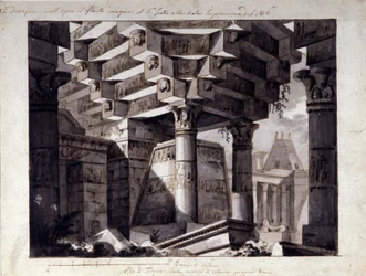 Scénographie pour « La flûte enchantée » de W. A. Mozart. La Scala 1896
