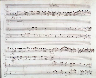 Page de partition pour « Le Couronnement de Darius » de Giuseppe Aldrovandini (1703)