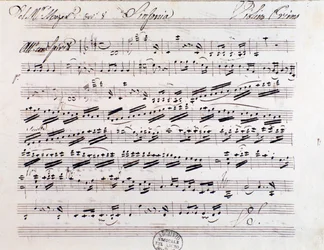 Page de la partition pour le premier violon de la Symphonie n. 7, par Mozart