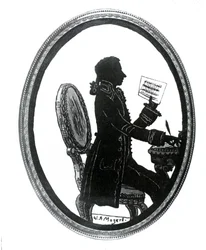 Silhouette du compositeur Wolfgang Amadeus Mozart (1756 - 1791).