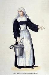 Sœur de la Charité de Saint Vincent de Paul. Gravure d