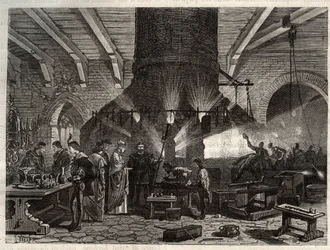 Le Doge de Venise visitant les verreries de Murano - gravure dans "Les Merveilles de l