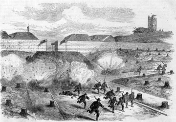 La Commune de Paris en 1871. Bombardement de la Porte d