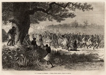 Les Vouagogo (tribu de Tanzanie) en préparation pour la guerre, sous l