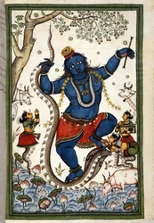 La divinité de la triade brahmanique Vishnu. Page du manuscrit (ms. 8300) "Histoire des Mogols" par Stefano Nivibus Cardeira. 18ème siècle. Bibliothèque marciana, Venise.