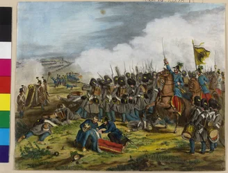La blessure fatale du général Ulysses baron de Salis-Soglio pendant la bataille de S Lucy à Vérone le 6 mai 1848