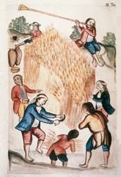 La récolte, du livre "Trujillo del Peru" ou "Codex Martínez Compañón", par Baltazar Martinez Compañón y Bujanda, évêque de Trujillo (1782-1785)