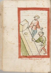 Deux hommes jouant aux quilles. De « Der Renner » par Hugo von Trimberg, Anonyme