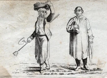 Deux paysans, gravure fin XVIIIe siècle, collection privée.
