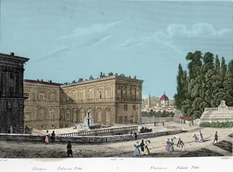 Vue du Palais Pitti à Florence. 19e siècle