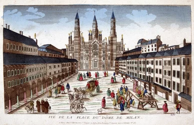 Vue de la place du Dôme à Milan. Début XVIIIe siècle.