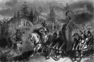 Flotte viking transportée sur Terre. dans « Histoire générale de la Marine » par Van Tenac