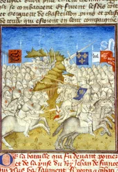 Guerre de Cent Ans : Bataille de Poitiers - dans les Grandes Chroniques de Saint-Denis, fin du 14ème siècle