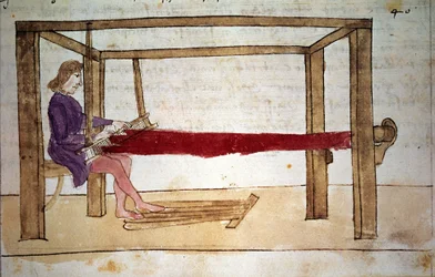 Tissage de la laine. Miniature tirée d