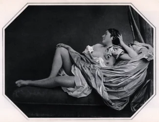 Femme nue allongée, vers 1859. Photographie anonyme