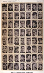 Portraits de femmes criminelles. Album de photographies rassemblées par Cesare Lombroso (1835-1909), criminologue italien : « L