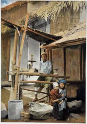 Tourneur, artisan du Tonkin. Gravure fin 19ème siècle