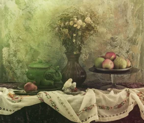 Nature morte rustique avec un éléphant