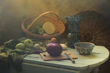 Nature morte dans une cuisine rustique