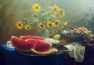 Tournesols et fruits d