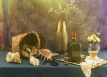 Nature morte vintage avec des coquillages