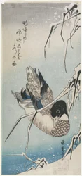 Canard et roseaux enneigés, début des années 1830