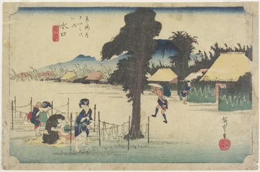 Séchage des Copeaux de Gourde, Minakuchi, c. 1833