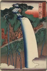 Chutes vues de derrière à Nikko, Montagne, Province de Shimotsuke, août 1853