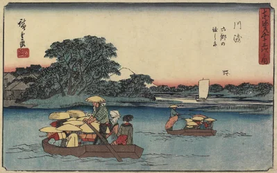 Ferry à Rokugo_, Kawasaki, 1841-1842