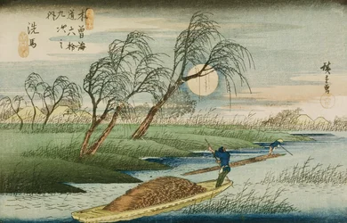 Pleine lune à Seba, de la série «69 stations du Kisokaido», vers 1837-42