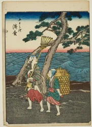 Hamamatsu, de la série "Les Cinquante-trois Stations [du Tokaido] (Gojusan tsugi)," également connue sous le nom de Tokaido Figure (Jinbutsu Tokaido)