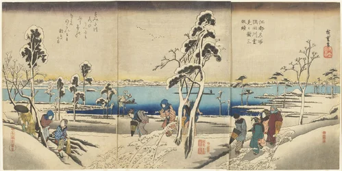 Koto meisho Sumida-gawa yuki-mi no zu san-mai tsuzuki