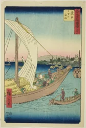 Kuwana : Bateaux de ferry à Shichiri, no. 43 de la série "Vues célèbres des cinquante-trois stations"