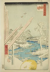 Chantiers de bois à Fukagawa (Fukagawa kiba), de la série "Cent vues célèbres d
