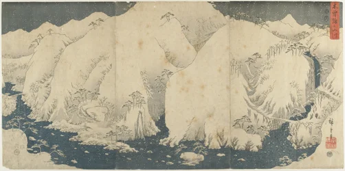 Montagne et rivière au col de Kiso, août 1857