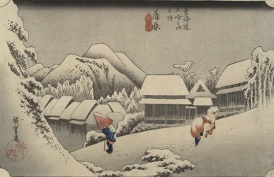 Neige nocturne à Kanbara, de la série Les cinquante-trois stations du Tōkaidō